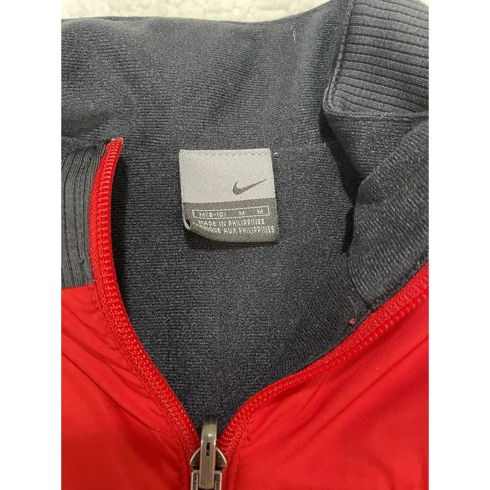 Vintage Nike Jacket & Vest 2-Pc Set Women Size M Red‎ Black Coat Puffer Silver